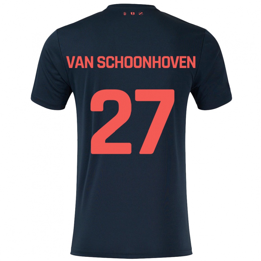 Homme Football Maillot Nurija Van Schoonhoven #27 Noir Rouge Tenues Extérieur 2024/25