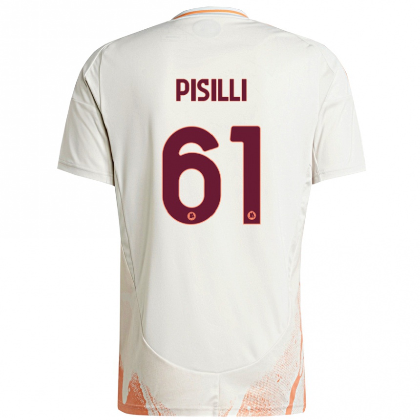 Homme Football Maillot Niccolò Pisilli #61 Crème Blanc Orange Tenues Extérieur 2024/25