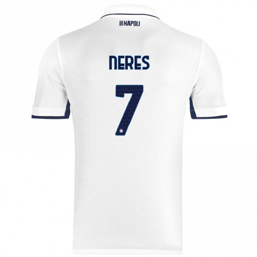 Homme Football Maillot David Neres #7 Blanc Bleu Royal Tenues Extérieur 2024/25