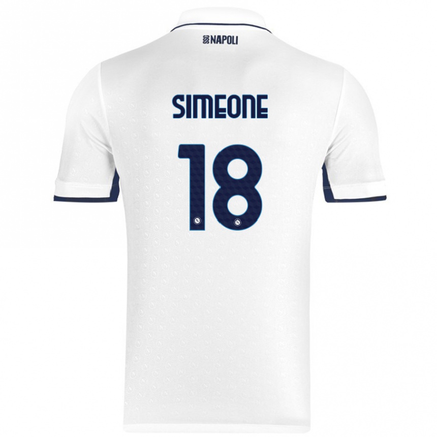 Homme Football Maillot Giovanni Simeone #18 Blanc Bleu Royal Tenues Extérieur 2024/25