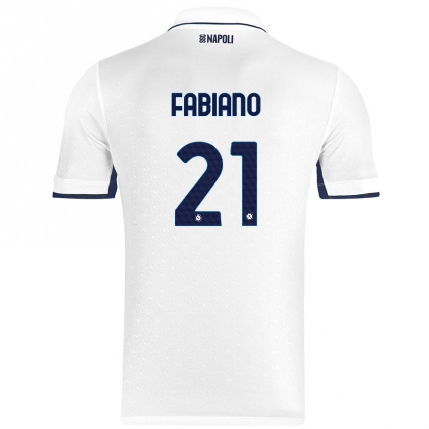 Homme Football Maillot Francesca Fabiano #21 Blanc Bleu Royal Tenues Extérieur 2024/25