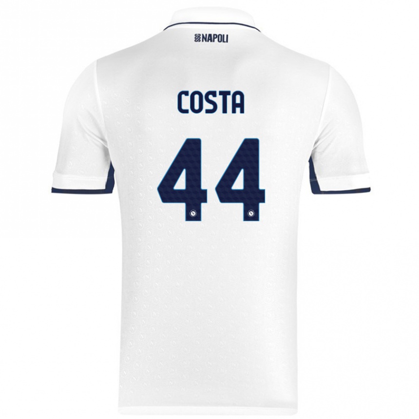 Homme Football Maillot Filippo Costa #44 Blanc Bleu Royal Tenues Extérieur 2024/25