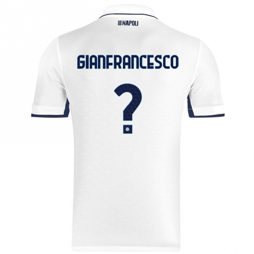 Homme Football Maillot Sergio Gianfrancesco #0 Blanc Bleu Royal Tenues Extérieur 2024/25