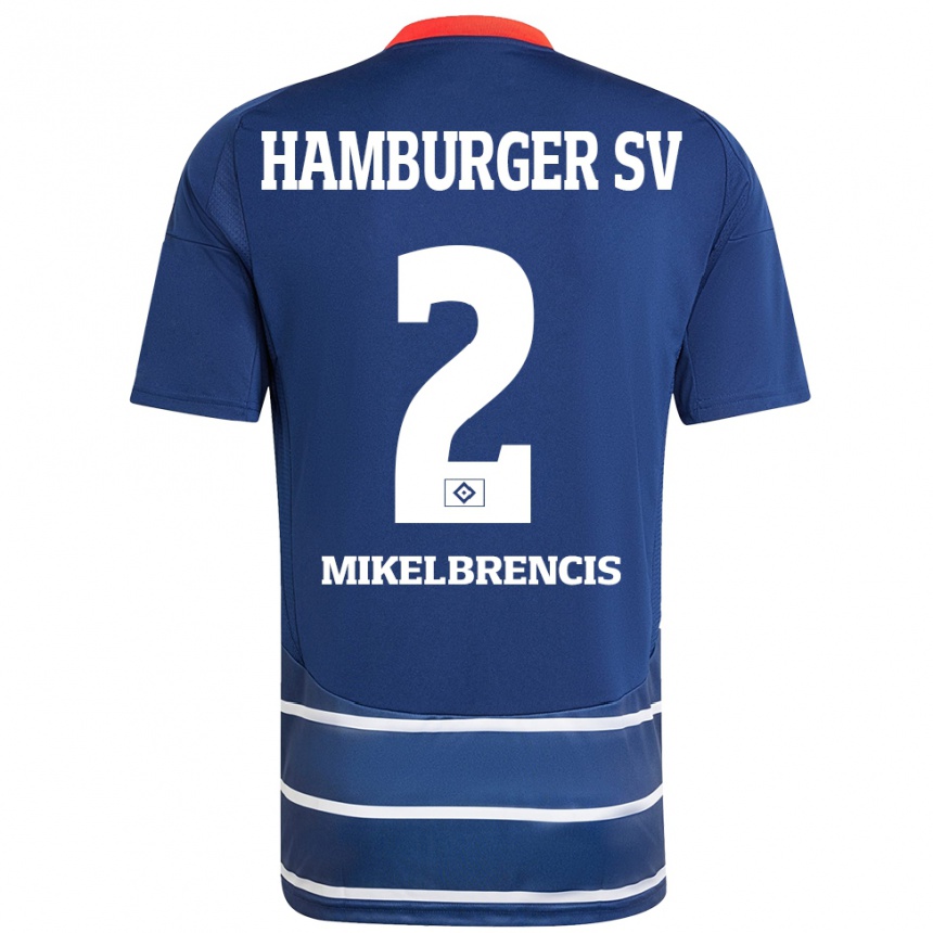 Homme Football Maillot William Mikelbrencis #2 Bleu Foncé Tenues Extérieur 2024/25