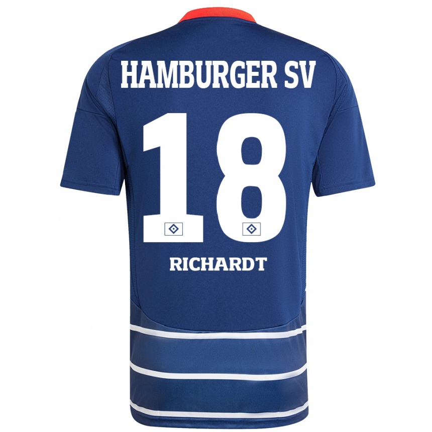 Homme Football Maillot Dayo Richardt #18 Bleu Foncé Tenues Extérieur 2024/25