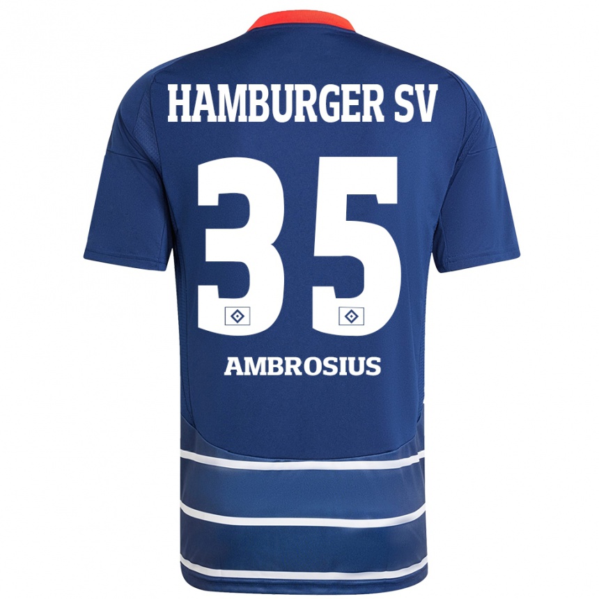 Homme Football Maillot Stephan Ambrosius #35 Bleu Foncé Tenues Extérieur 2024/25