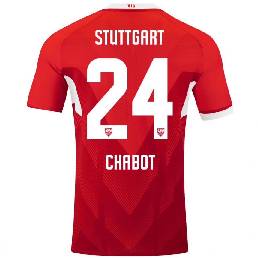 Homme Football Maillot Jeff Chabot #24 Blanc Rouge Tenues Extérieur 2024/25