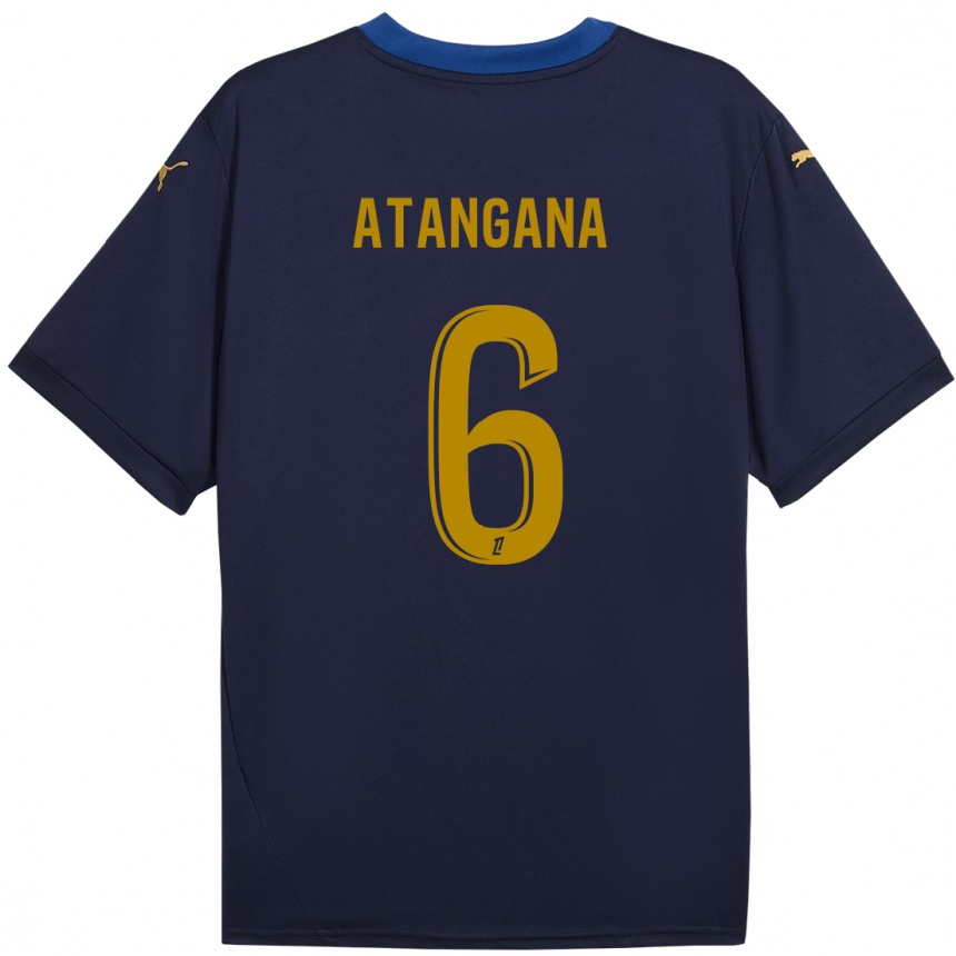 Homme Football Maillot Valentin Atangana Edoa #6 Bleu Marine Doré Tenues Extérieur 2024/25