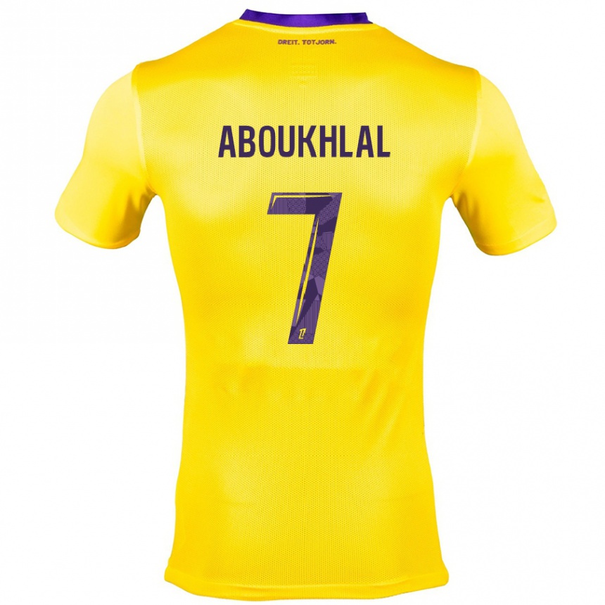 Homme Football Maillot Zakaria Aboukhlal #7 Jaune Violet Tenues Extérieur 2024/25