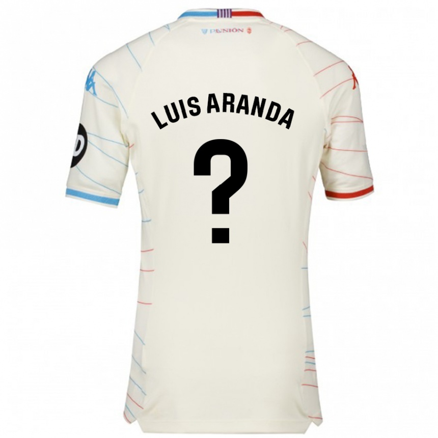 Homme Football Maillot José Luis Aranda #0 Blanc Rouge Bleu Tenues Extérieur 2024/25