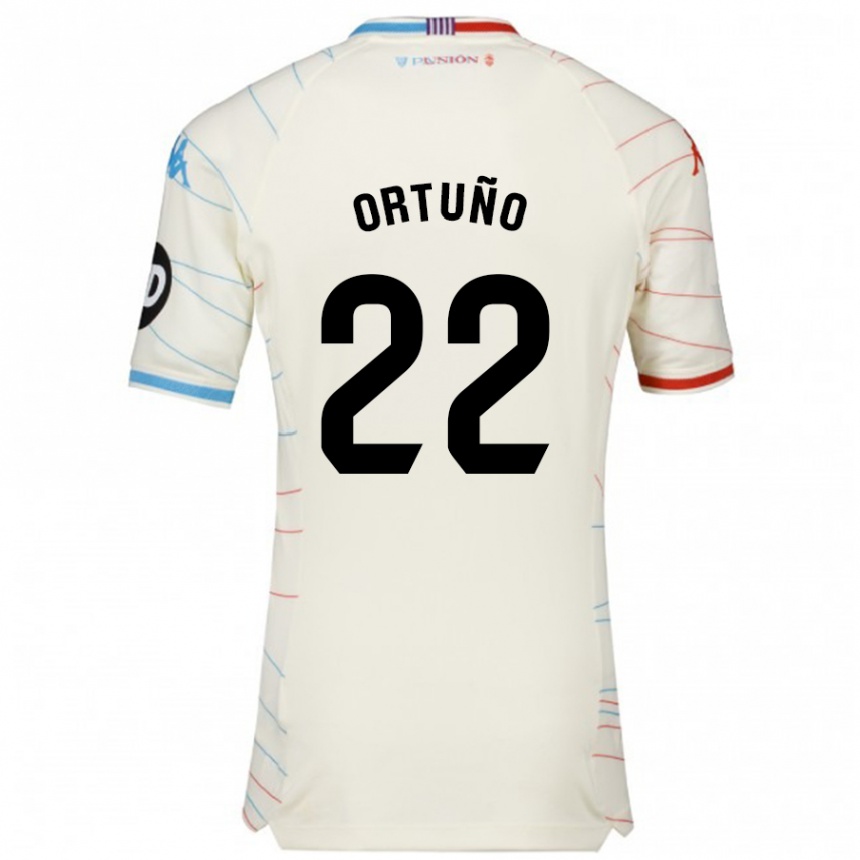 Homme Football Maillot Fran Ortuño #22 Blanc Rouge Bleu Tenues Extérieur 2024/25