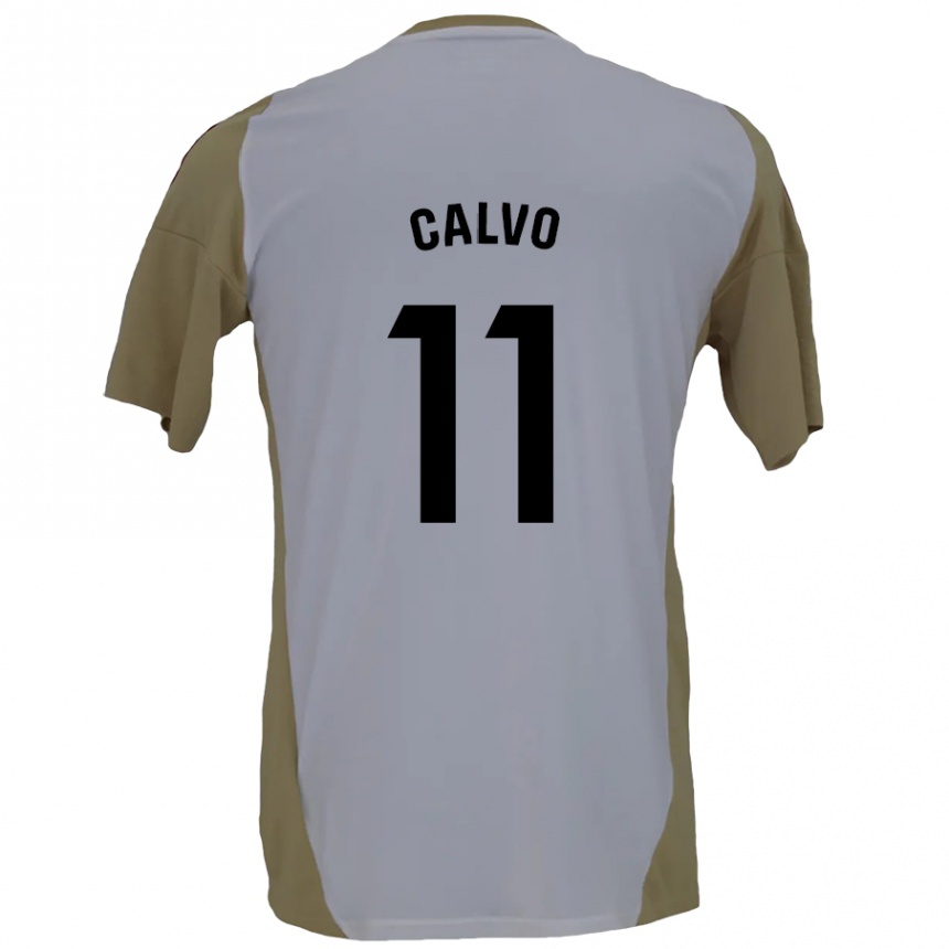 Homme Football Maillot Álex Calvo #11 Marron Blanc Tenues Extérieur 2024/25