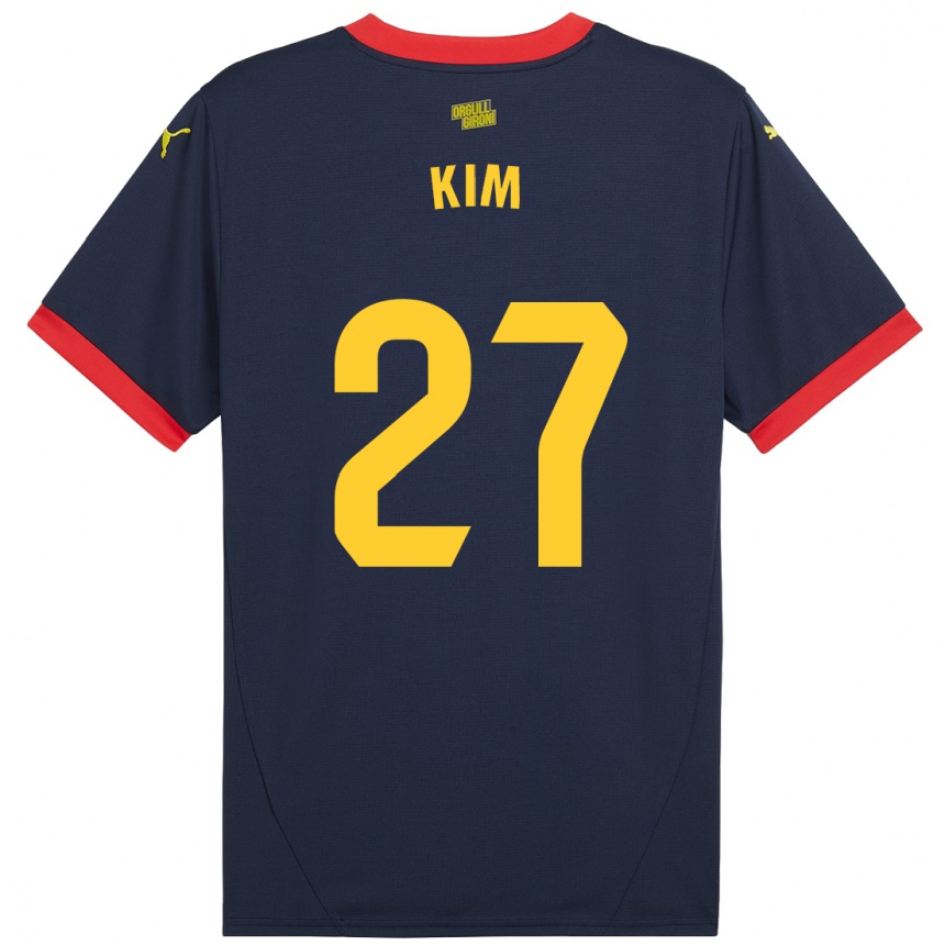 Homme Football Maillot Min-Su Kim #27 Bleu Marine Rouge Tenues Extérieur 2024/25