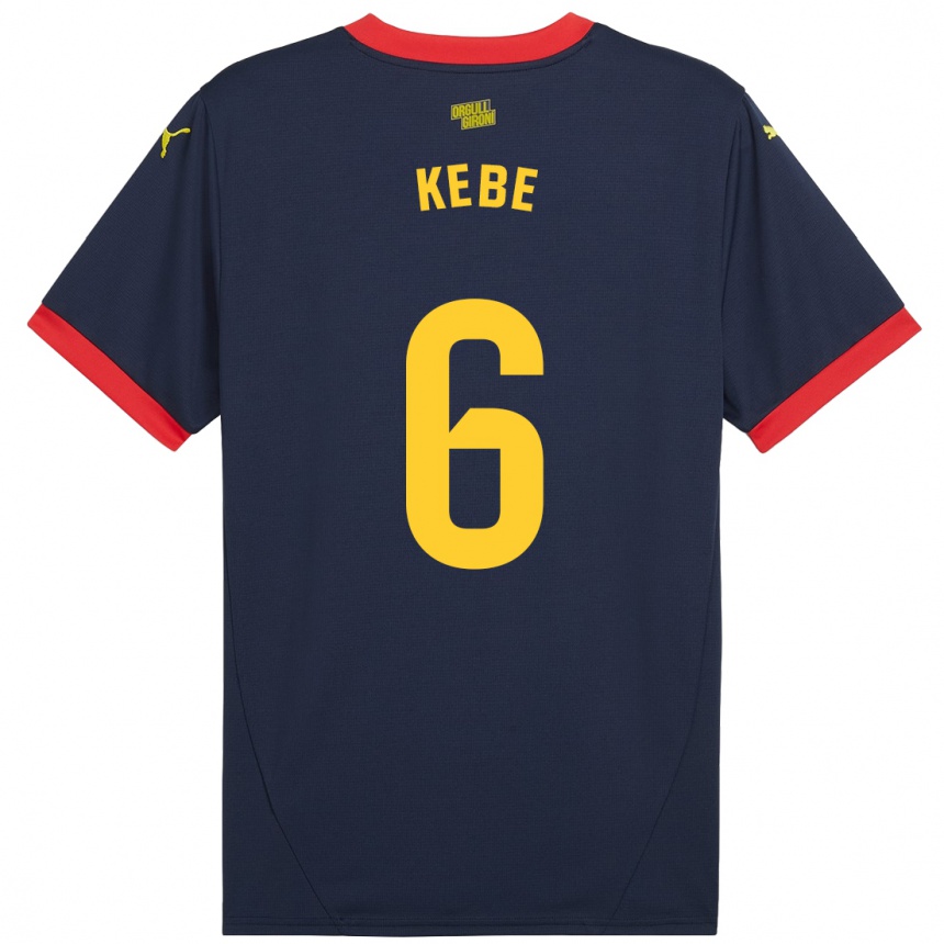 Homme Football Maillot Ibrahima Kébé #6 Bleu Marine Rouge Tenues Extérieur 2024/25