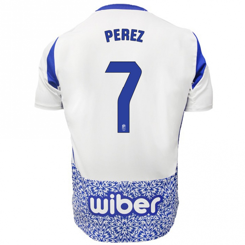 Homme Football Maillot Laura Pérez #7 Blanc Bleu Tenues Extérieur 2024/25