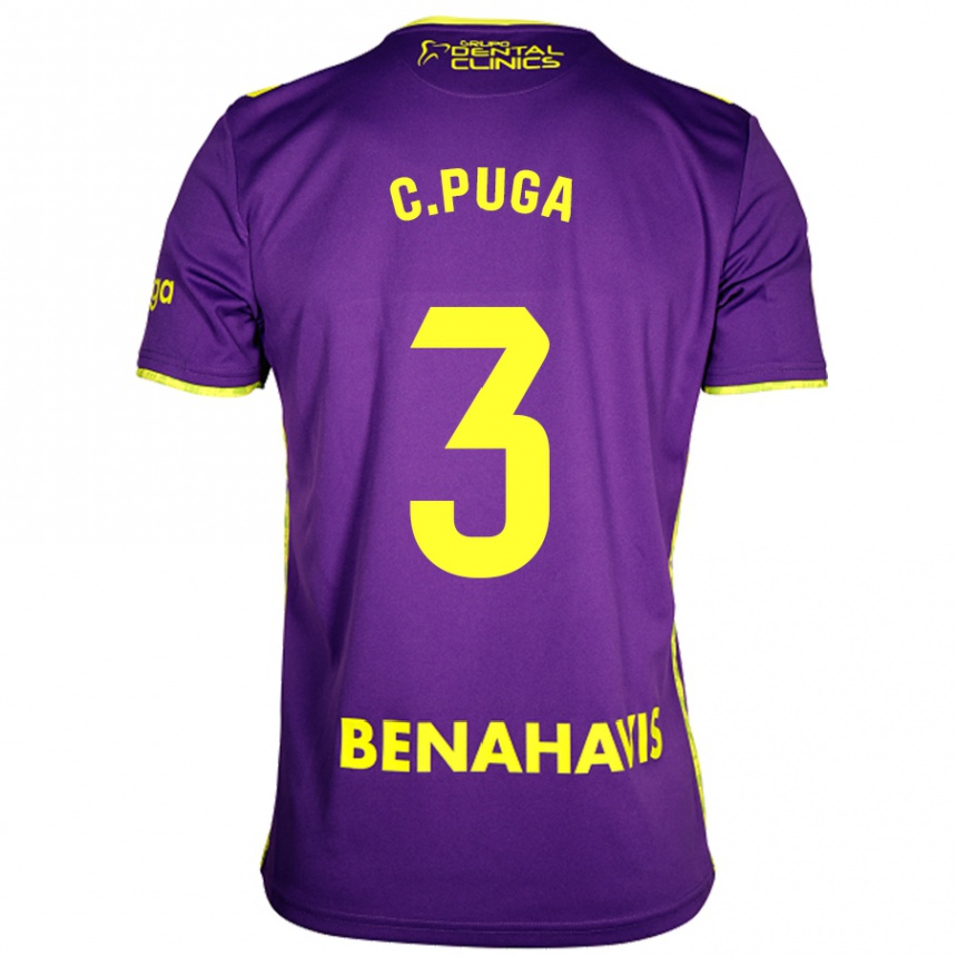 Homme Football Maillot Carlos Puga #3 Violet Jaune Tenues Extérieur 2024/25