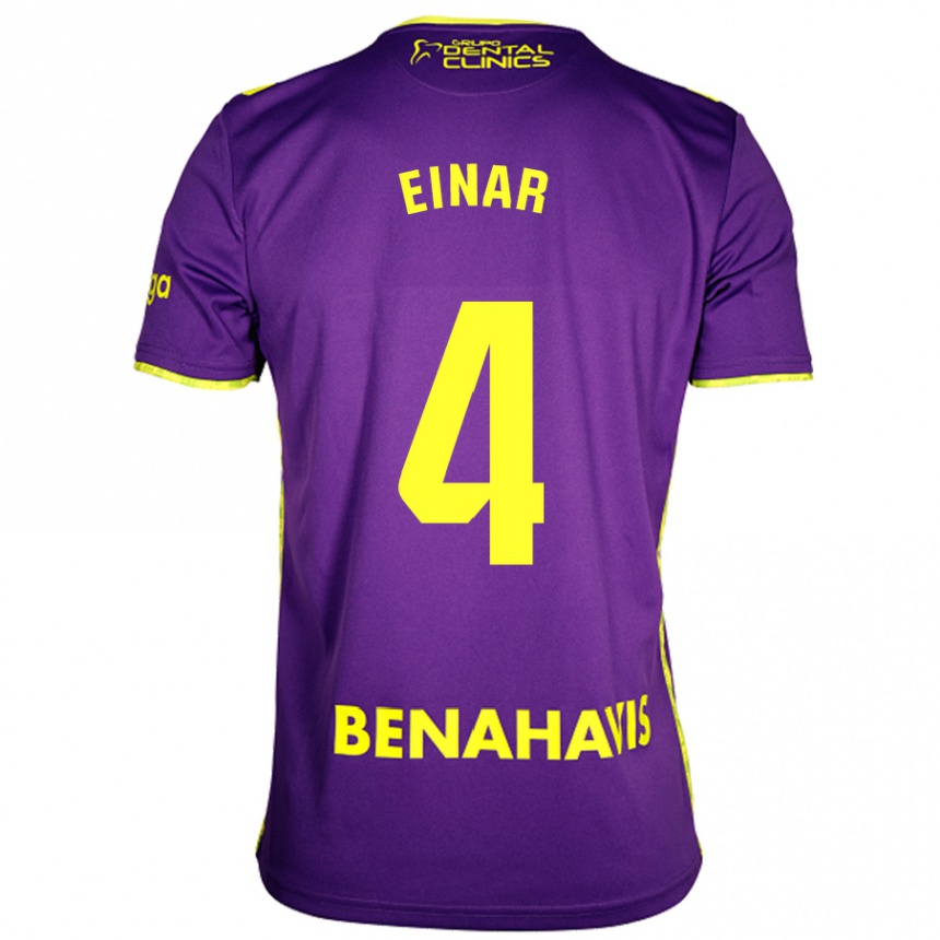 Homme Football Maillot Einar Galilea #4 Violet Jaune Tenues Extérieur 2024/25