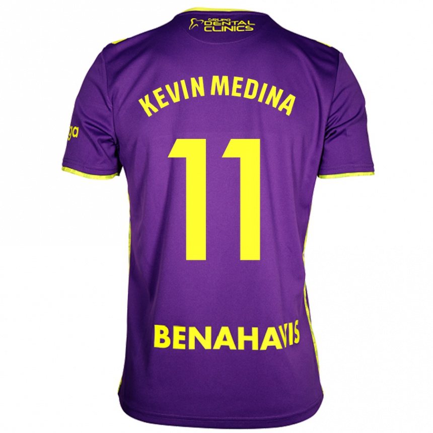 Homme Football Maillot Kevin Medina #11 Violet Jaune Tenues Extérieur 2024/25