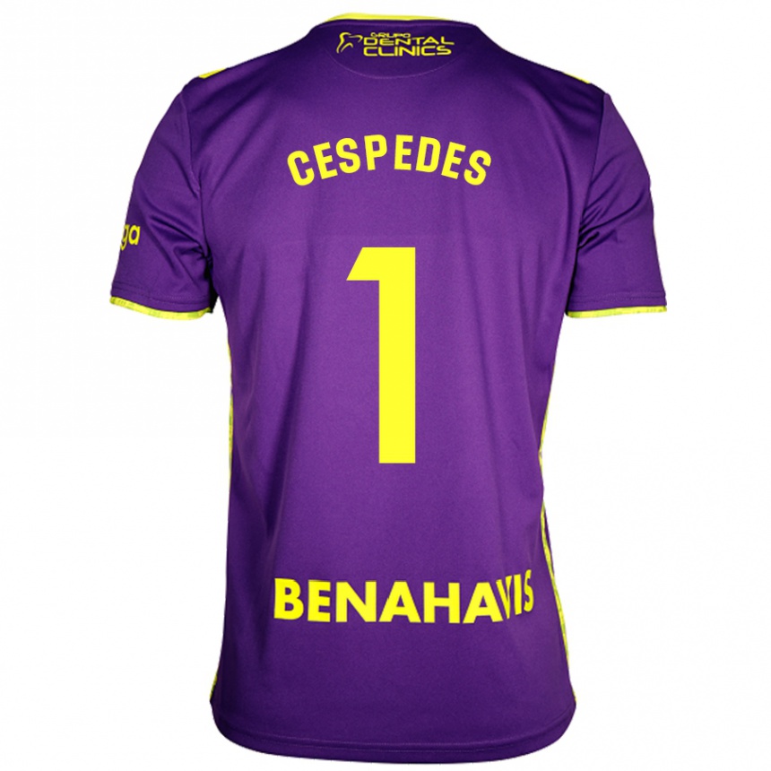 Homme Football Maillot Andrés Céspedes #1 Violet Jaune Tenues Extérieur 2024/25