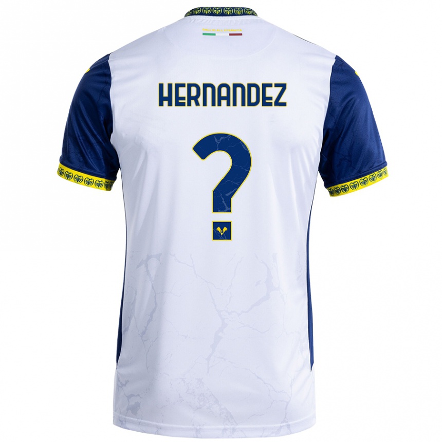 Homme Football Maillot Joaquin Hernandez #0 Blanc Bleu Tenues Extérieur 2024/25