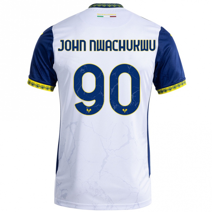 Homme Football Maillot Samuel John Nwachukwu #90 Blanc Bleu Tenues Extérieur 2024/25