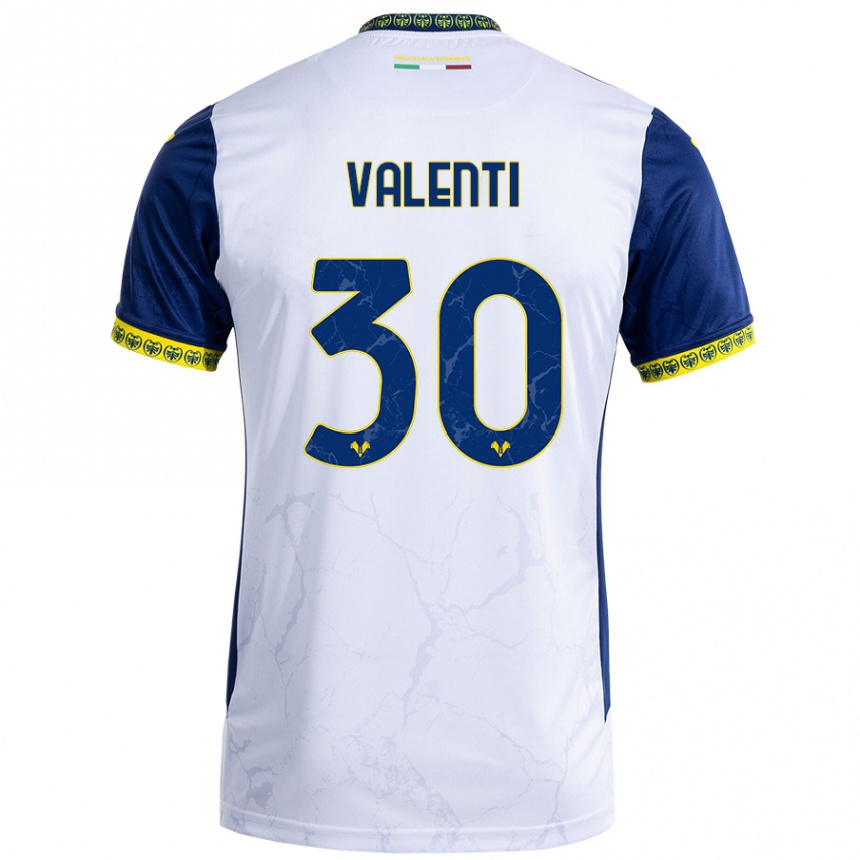 Homme Football Maillot Francesco Valenti #30 Blanc Bleu Tenues Extérieur 2024/25