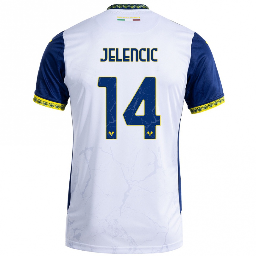 Homme Football Maillot Ana Jelencic #14 Blanc Bleu Tenues Extérieur 2024/25