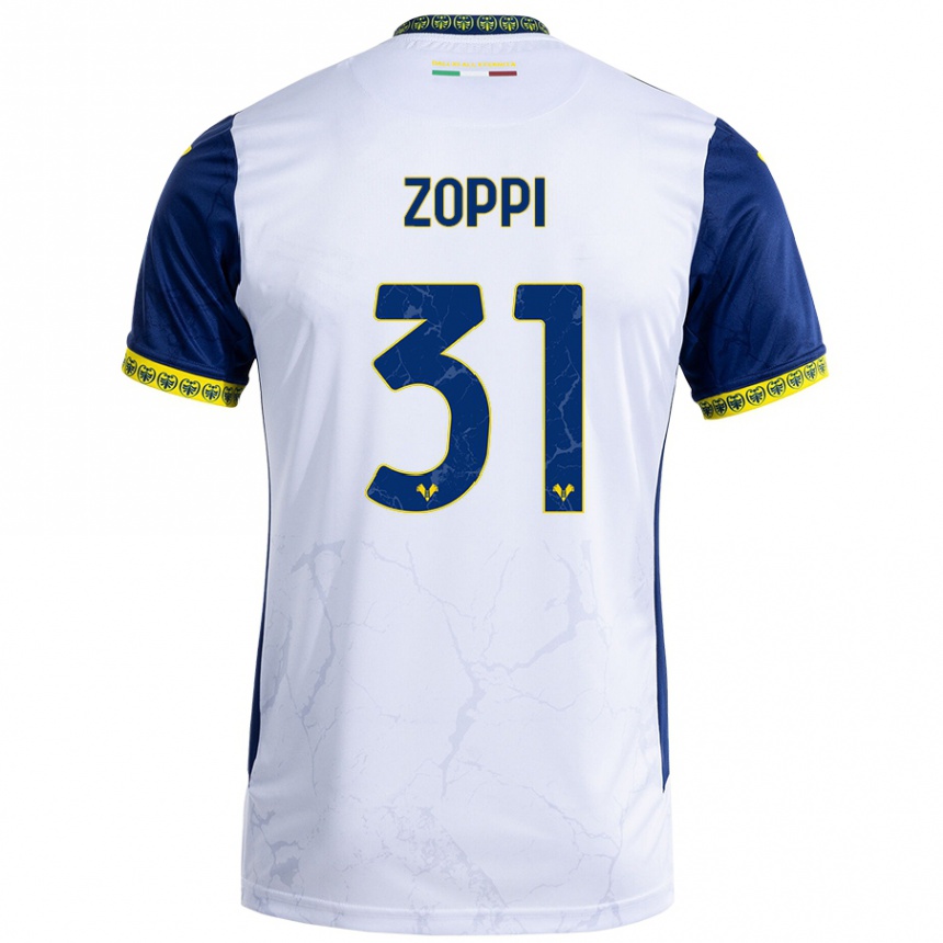 Homme Football Maillot Sofia Zoppi #31 Blanc Bleu Tenues Extérieur 2024/25