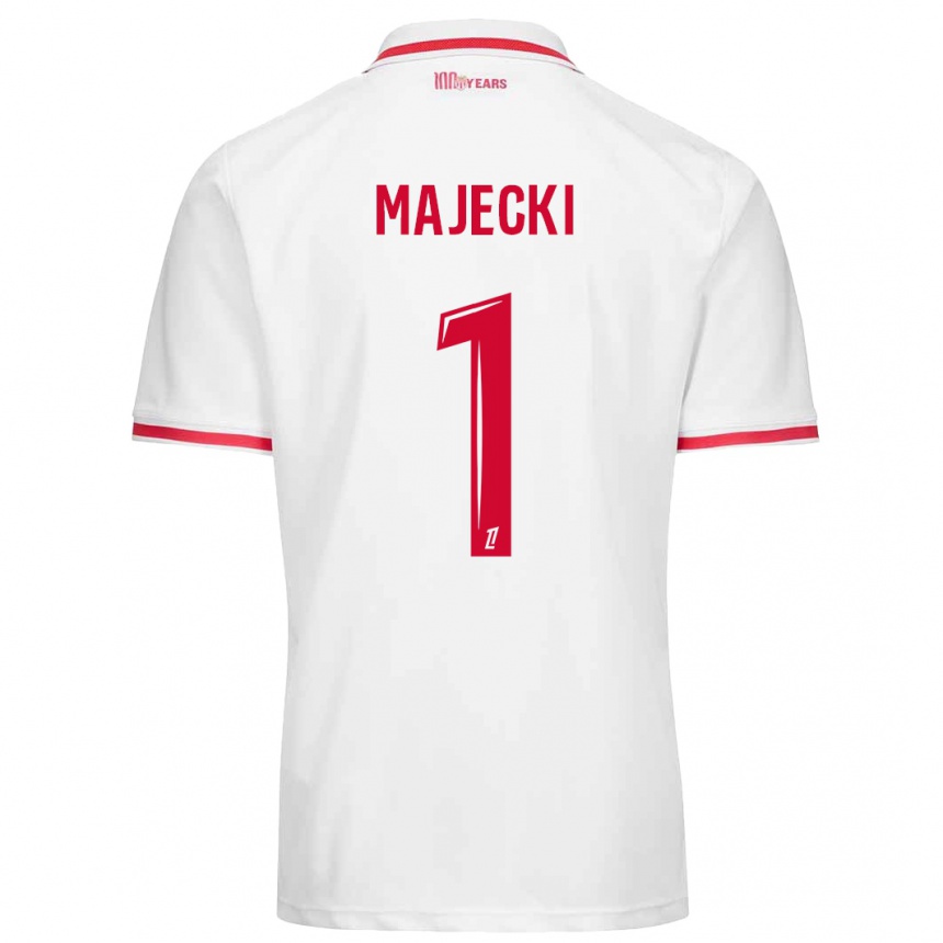 Femme Football Maillot Radoslaw Majecki #1 Blanc Rouge Tenues Domicile 2024/25