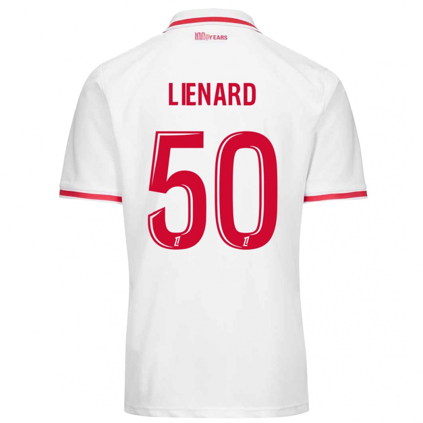 Femme Football Maillot Yann Lienard #50 Blanc Rouge Tenues Domicile 2024/25