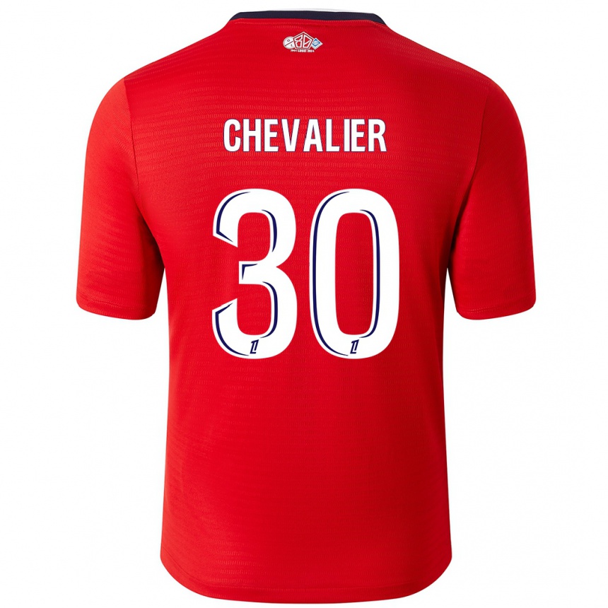 Femme Football Maillot Lucas Chevalier #30 Rouge Blanc Tenues Domicile 2024/25