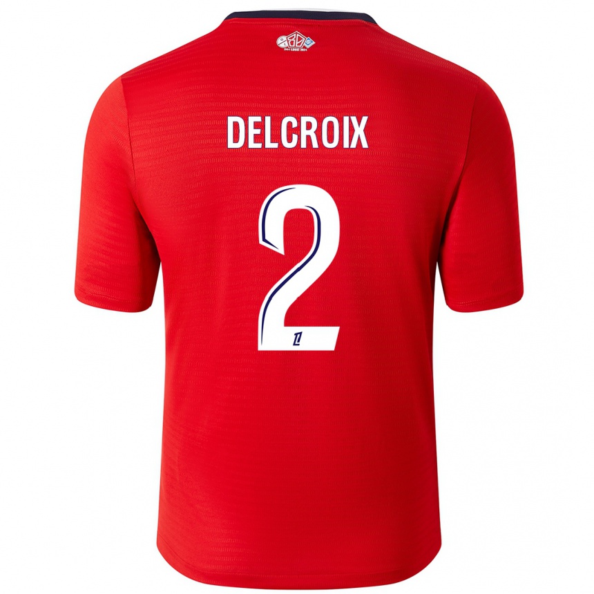 Femme Football Maillot Céleste Delcroix #2 Rouge Blanc Tenues Domicile 2024/25