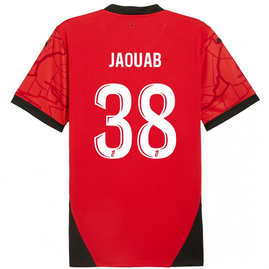 Femme Football Maillot Mohamed Jaouab #38 Rouge Noir Tenues Domicile 2024/25