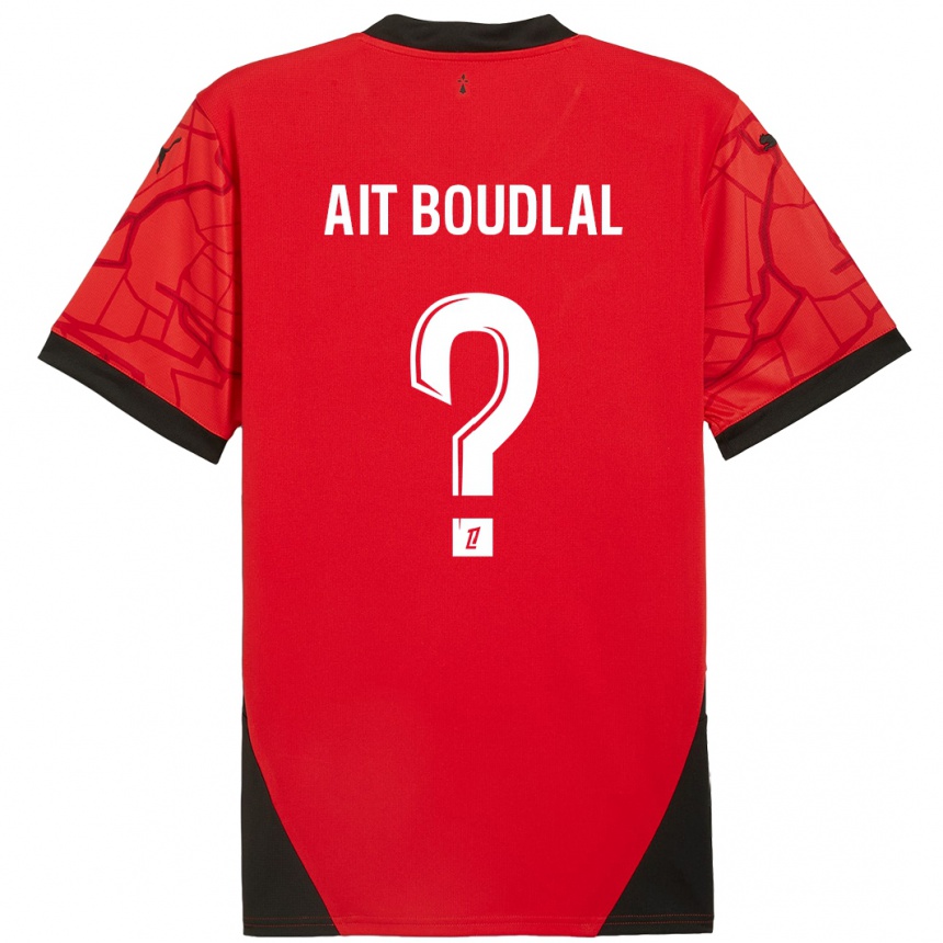 Femme Football Maillot Abdelhamid Ait Boudlal #0 Rouge Noir Tenues Domicile 2024/25