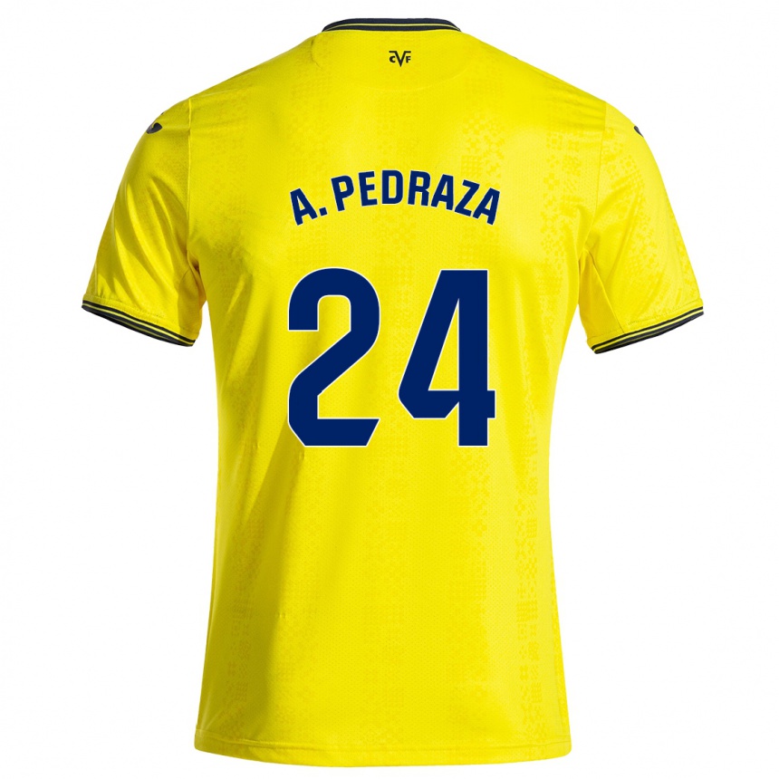 Femme Football Maillot Alfonso Pedraza #24 Jaune Noir Tenues Domicile 2024/25