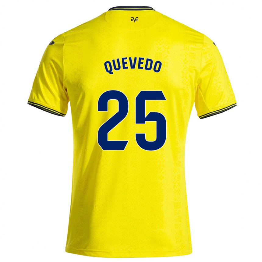 Femme Football Maillot Alex Quevedo #25 Jaune Noir Tenues Domicile 2024/25