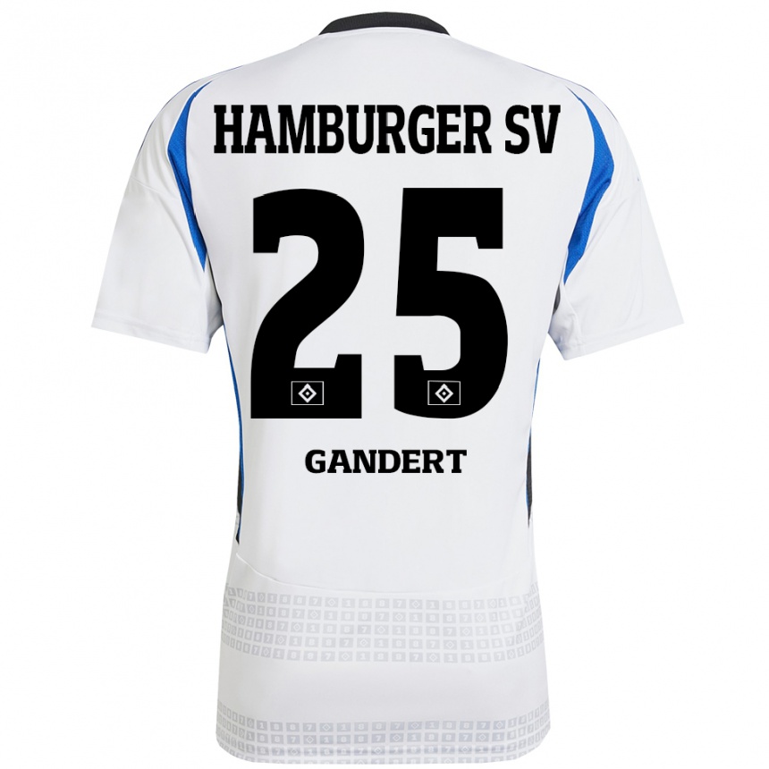 Femme Football Maillot Jeremy Gandert #25 Blanc Bleu Tenues Domicile 2024/25