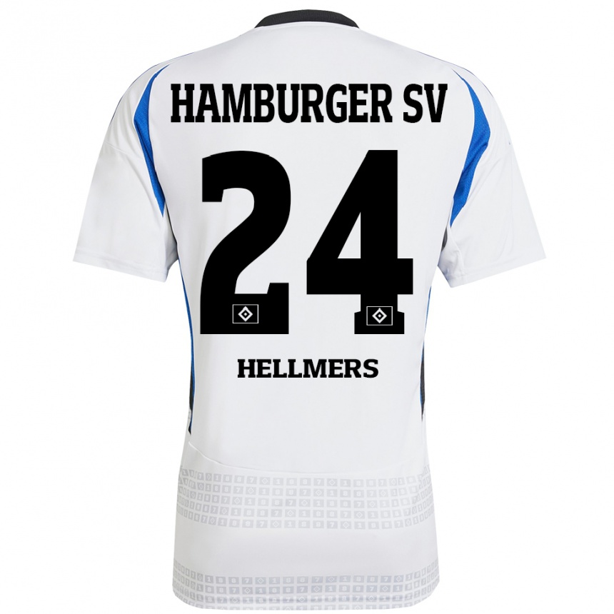 Femme Football Maillot Maximilian Hellmers #24 Blanc Bleu Tenues Domicile 2024/25