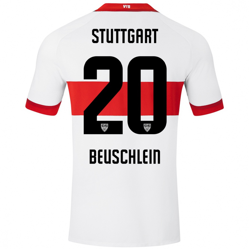 Femme Football Maillot Jana Beuschlein #20 Blanc Rouge Tenues Domicile 2024/25