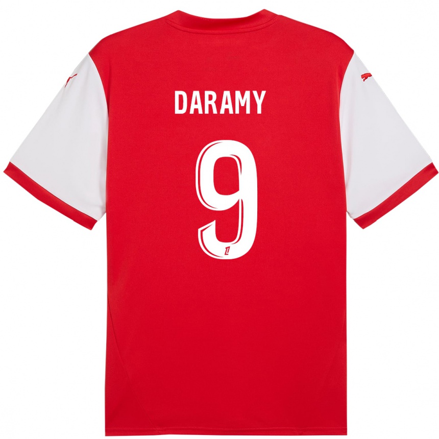 Femme Football Maillot Mohamed Daramy #9 Rouge Blanc Tenues Domicile 2024/25