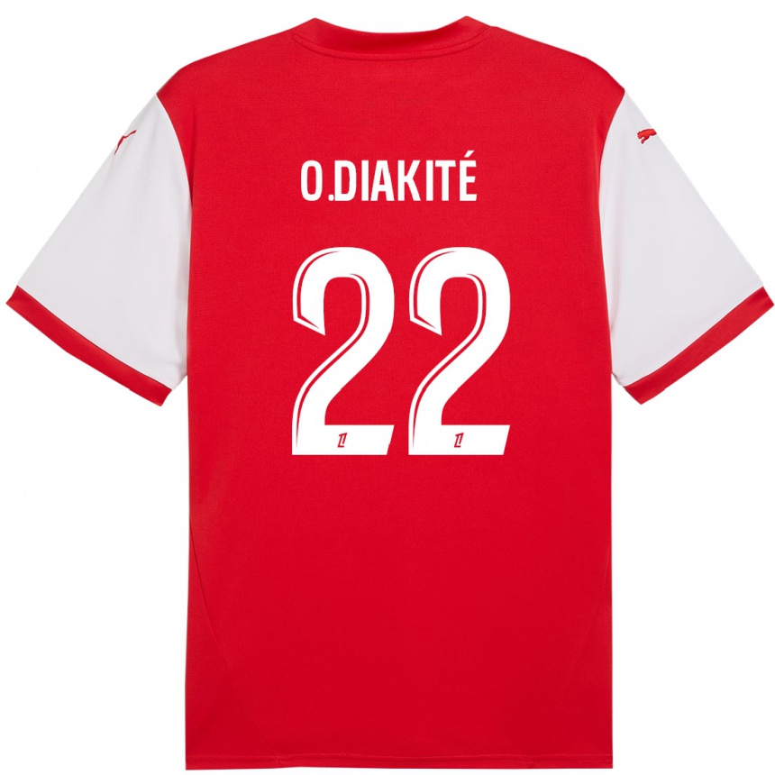 Femme Football Maillot Oumar Diakité #22 Rouge Blanc Tenues Domicile 2024/25