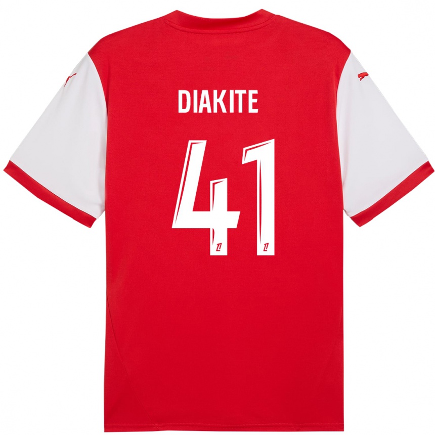 Femme Football Maillot Ibrahim Diakité #41 Rouge Blanc Tenues Domicile 2024/25