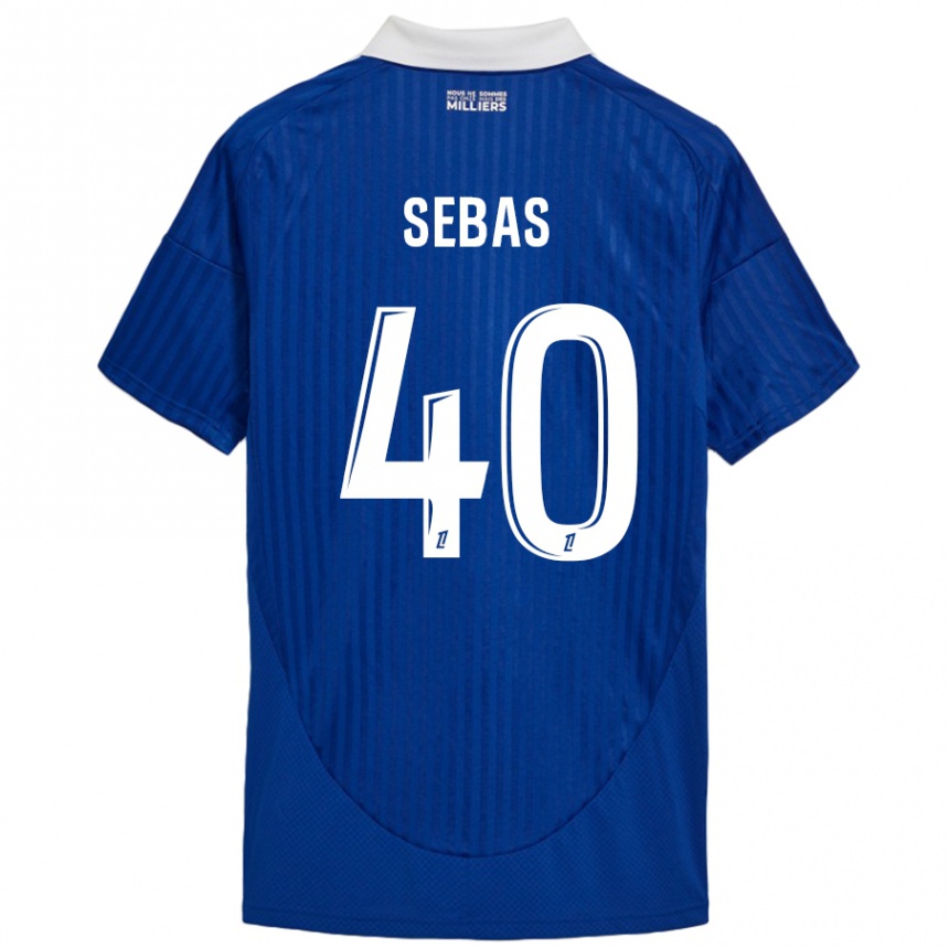 Femme Football Maillot Jérémy Sebas #40 Bleu Blanc Tenues Domicile 2024/25