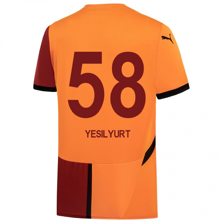 Femme Football Maillot Ali Yeşilyurt #58 Jaune Rouge Tenues Domicile 2024/25