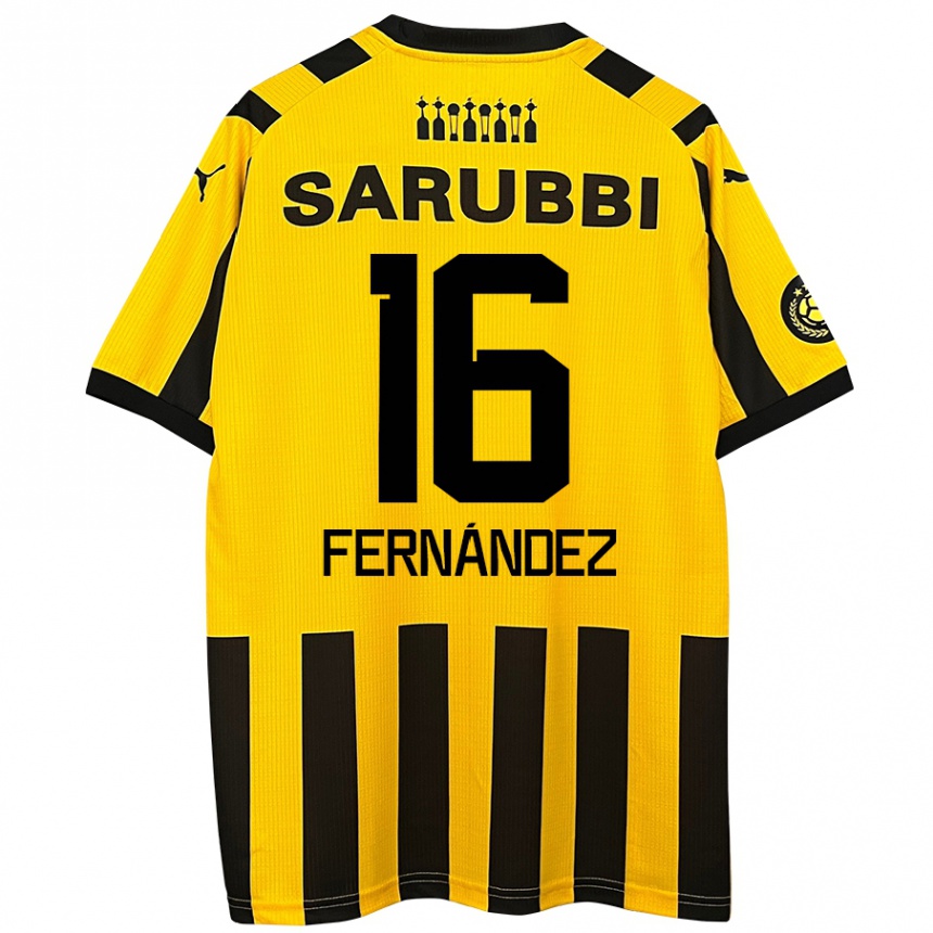 Femme Football Maillot Adrián Fernández #16 Jaune Noir Tenues Domicile 2024/25