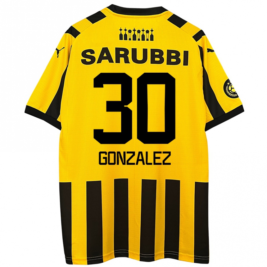 Femme Football Maillot Ángel González #30 Jaune Noir Tenues Domicile 2024/25