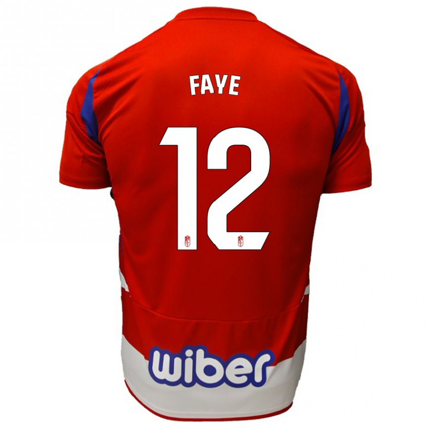 Femme Football Maillot Serigne Faye #12 Rouge Blanc Bleu Tenues Domicile 2024/25