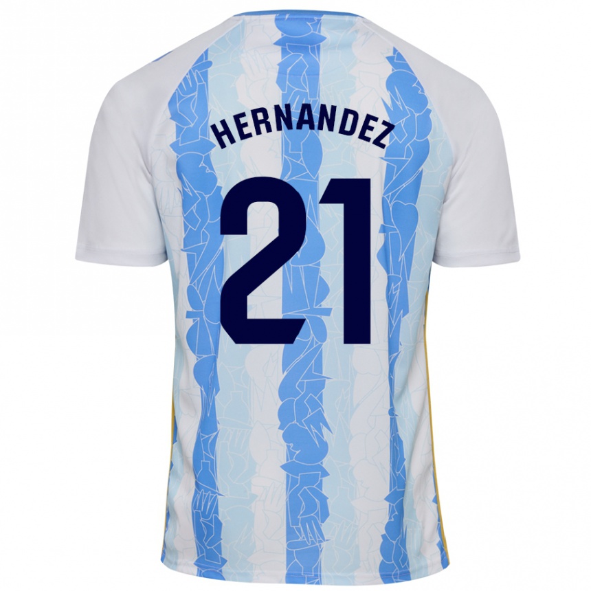 Femme Football Maillot Juan Hernández #21 Blanc Bleu Tenues Domicile 2024/25