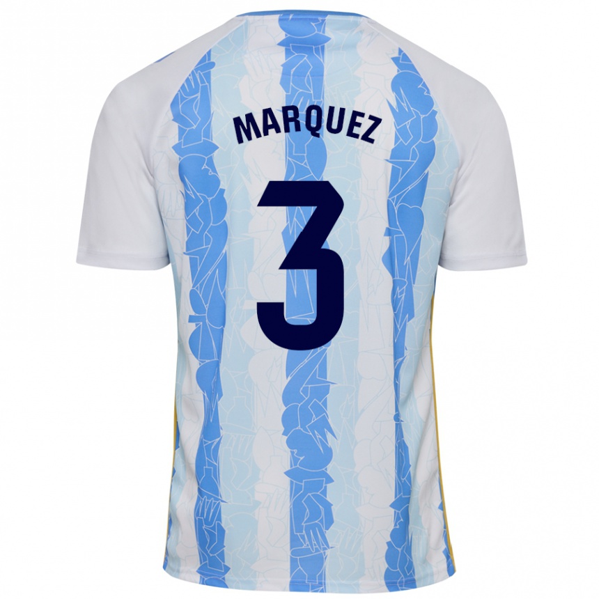 Femme Football Maillot David Márquez #3 Blanc Bleu Tenues Domicile 2024/25