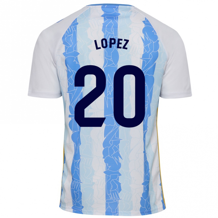 Femme Football Maillot Adri López #20 Blanc Bleu Tenues Domicile 2024/25